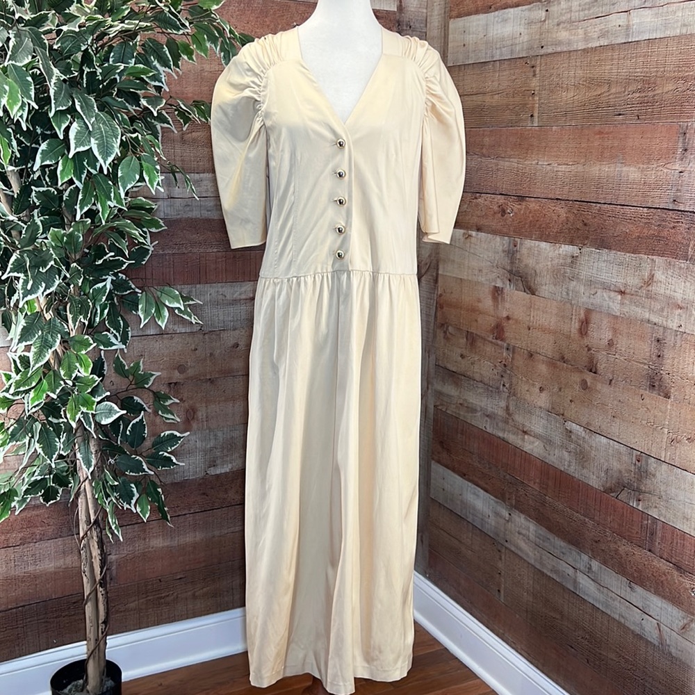 REBECCA TAYLOR Vintage 80’s Inspired Buttercream 1/2 Sleeve Faille Dress